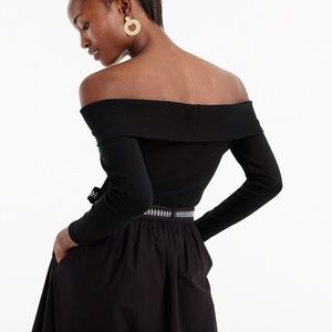 J. Crew | Black Off the Shoulder Foldover Top